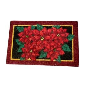 Holiday Rug with Point Setta Burlap Like Material NWT 
27.5” Wide x 17.5” Tall